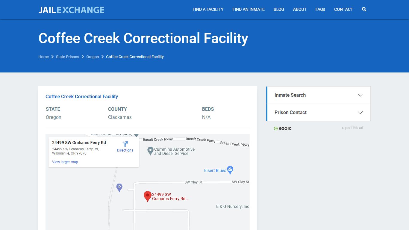 Coffee Creek Correctional Facility Prisoner Search ...